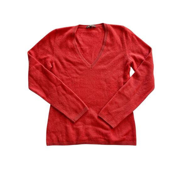 Loro Piana 100% Cashmere V-neck Sweater Red Sz 44 Us 8 Slim Classic Fit Italy - Picture 1 of 12